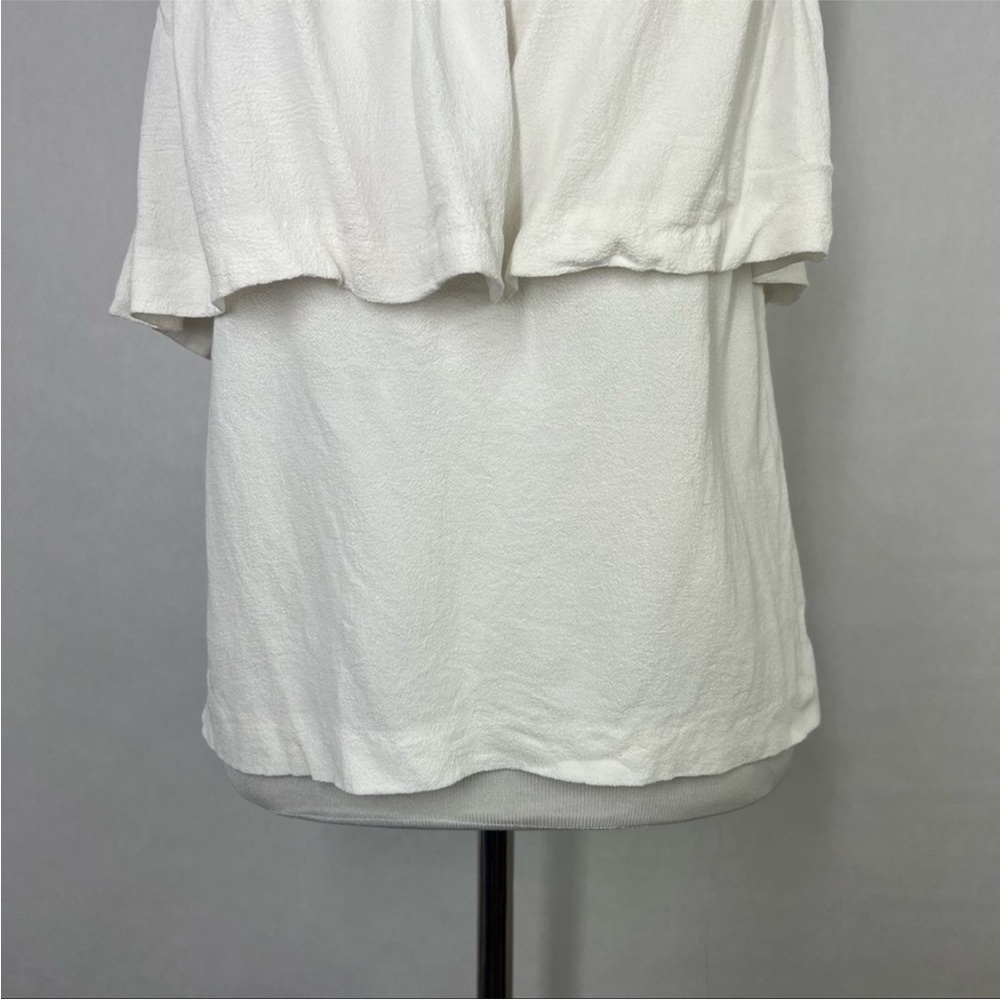Sandro White Women’s Square Neck Ruffles Sleeveless Top Size 2 - Picture 3 of 7